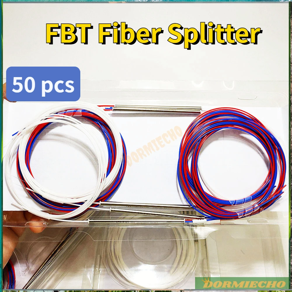 

Hot Sale FBT Splitter 50pcs Fiber Unbalanced Coupler Various Types 10/90 20/80 30/70 40/60 50/50 1x2 0.9mm Without Connectors