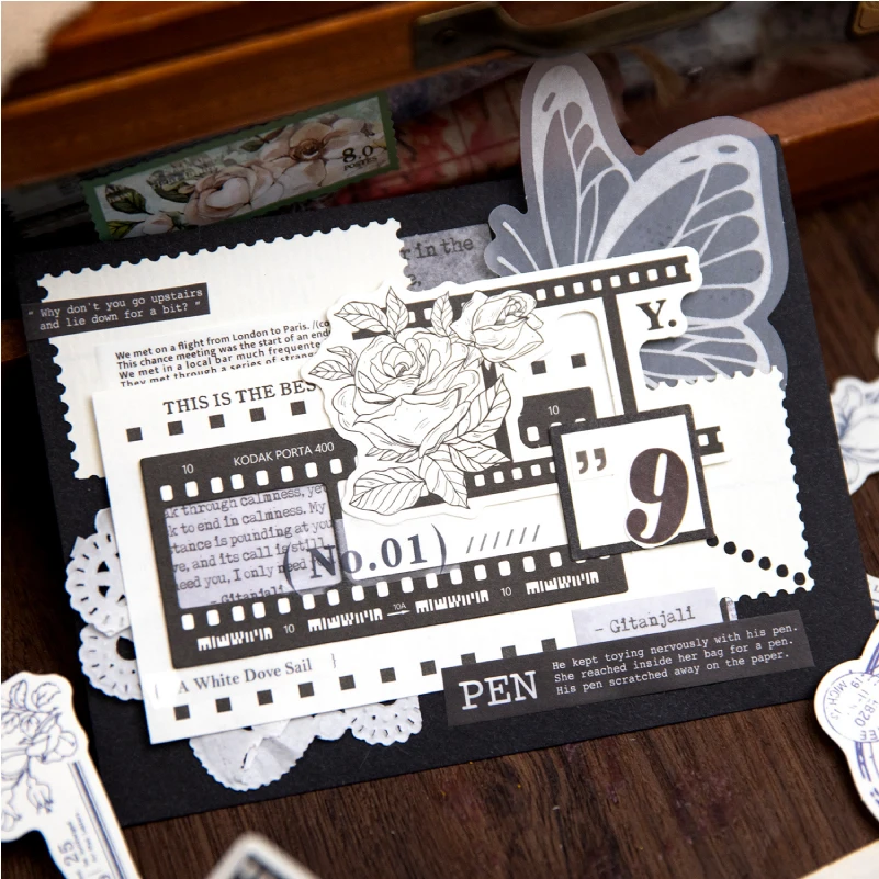 Journal GO 30pcs Flowers Frame Paper Scrapbooking Boarder Photo Paper Collage Card Decor Junk Journal Album DIY Materials 5