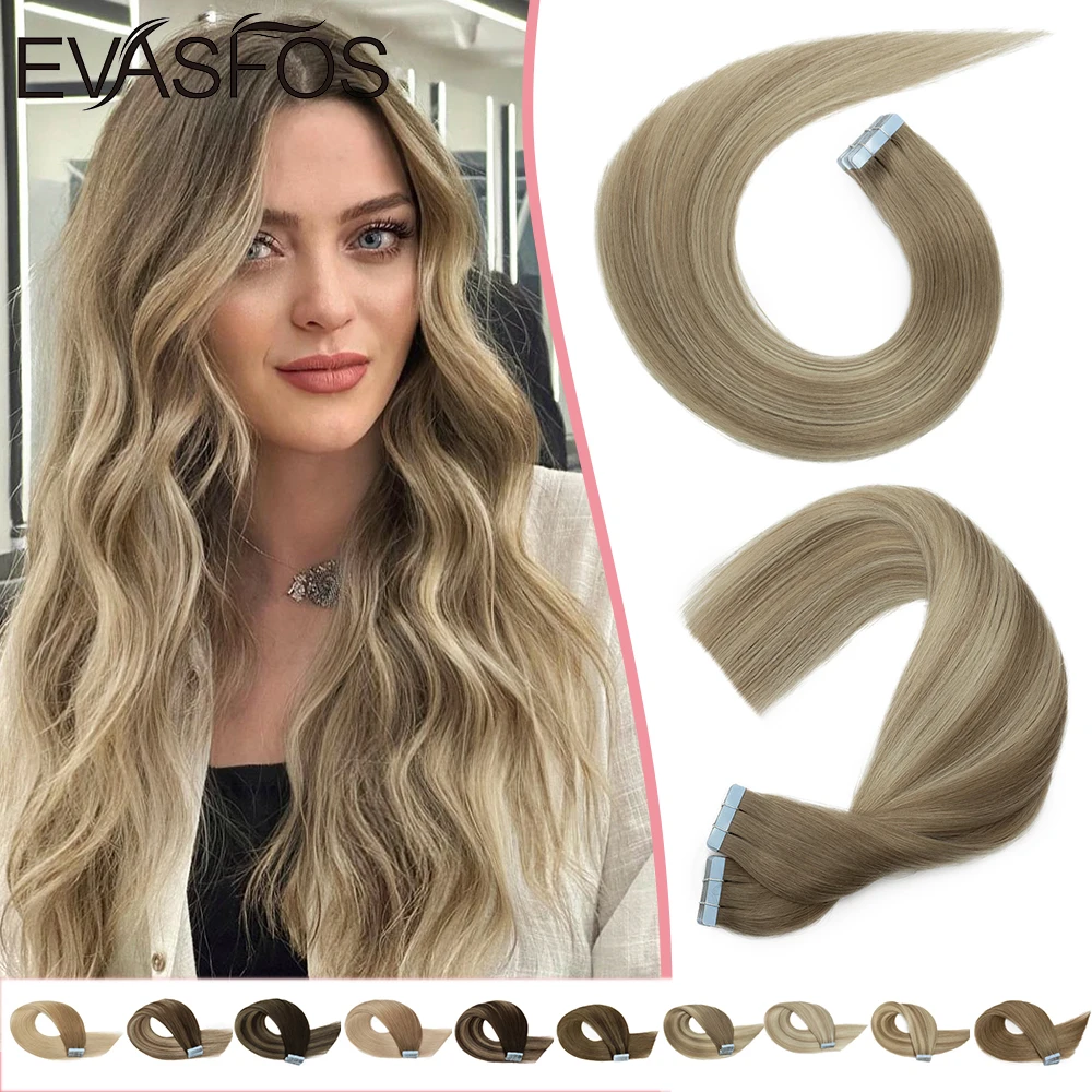Straight Tape In Hair Extensions Human Hair Highlight Ombre Blonde Skin Weft Natural Hair Tape Ins Extension For Salon 14-24inch