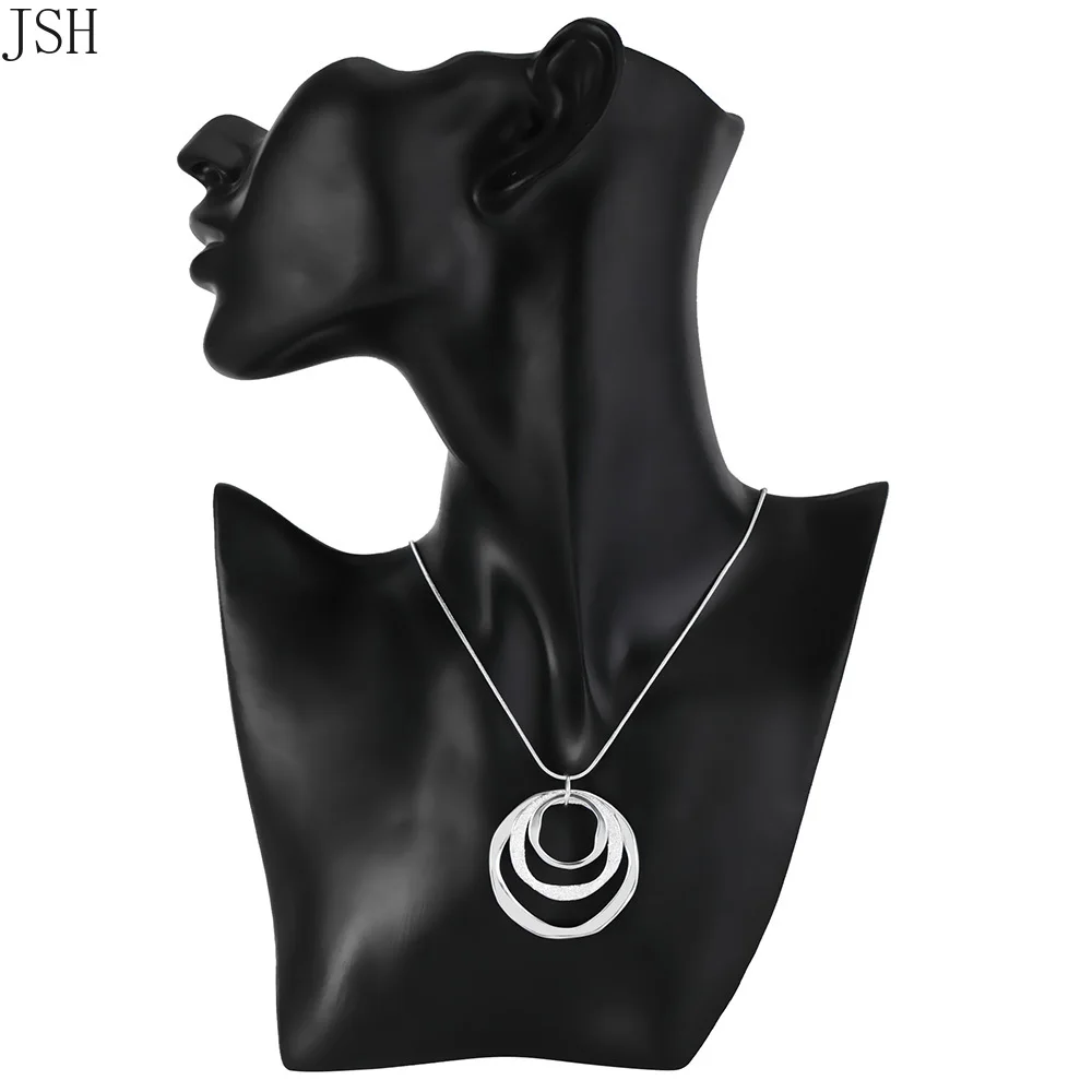 925 Sterling silver Necklace Earring jewelry set fashion charm circel For women lady wedding party LS09