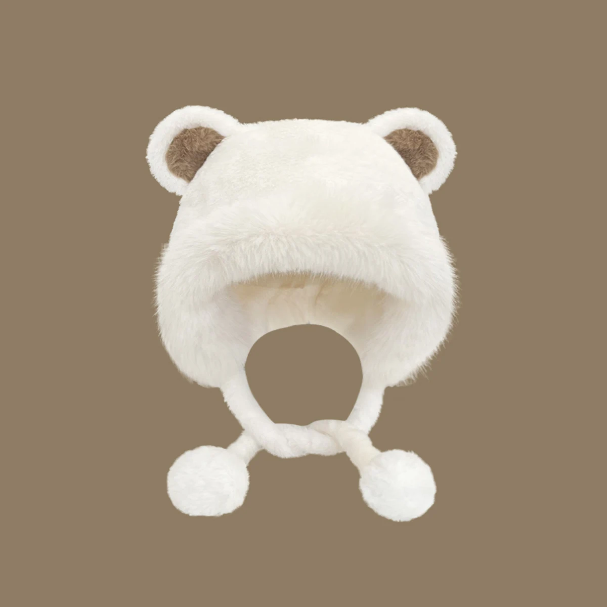 1pc Cute Warm Earflap Hat For Women, With Bear Ears And Plush Lined, Riding And Coldproof 6