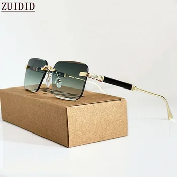 Square Sunglasses Women Trendy Vintage Designer Rimless Sunglasses For Men