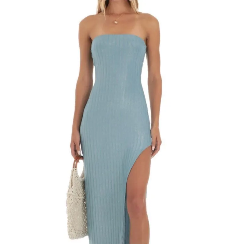 

Женская Пляжная накидка на выход 2023 парео для ношения выход для ванной Новинка сексуальное платье без рукавов с разрезом однотонная накидка из полиэстера для