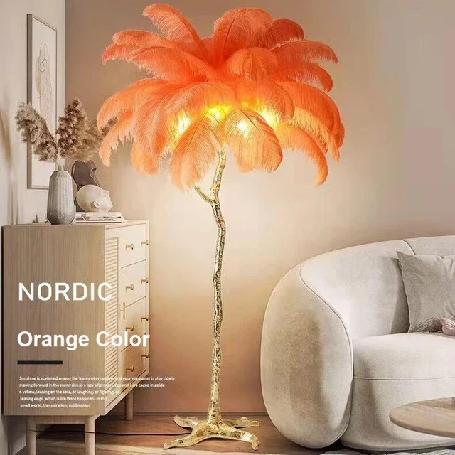 Living Room Sofa Floor Lamp Nordic Ostrich Feather Bedroom Desks Bedside Stand Light Room Decor Mood Lighting Lamps Table Lamp