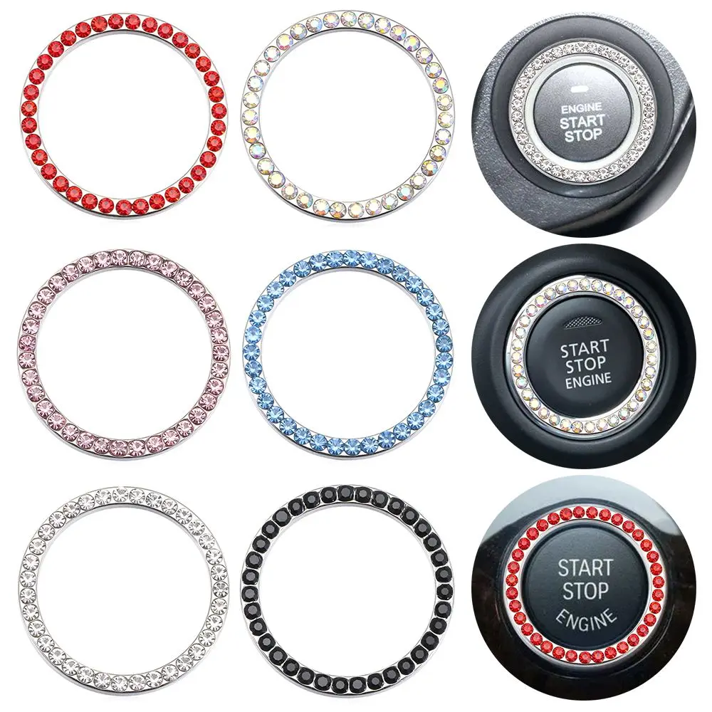 

Bling Rhinestone Circle Trim Start Switch 3D Car Sticker Decorative Accessories Diamond Ring