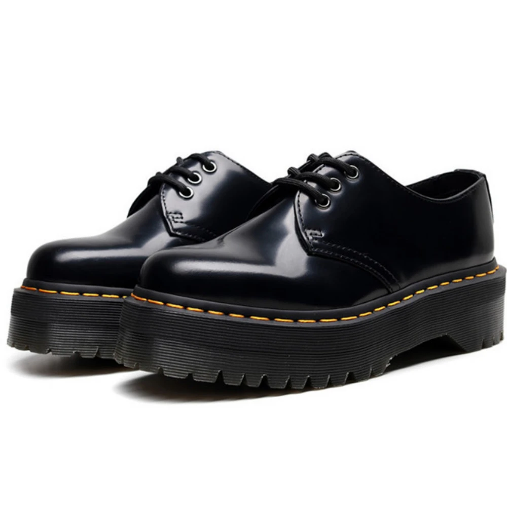

Black Flats Loafers Women Shoes Retro British Style Fashion Casual Shoes Brand Design Thick Soled Elegant High Platform Shoes
