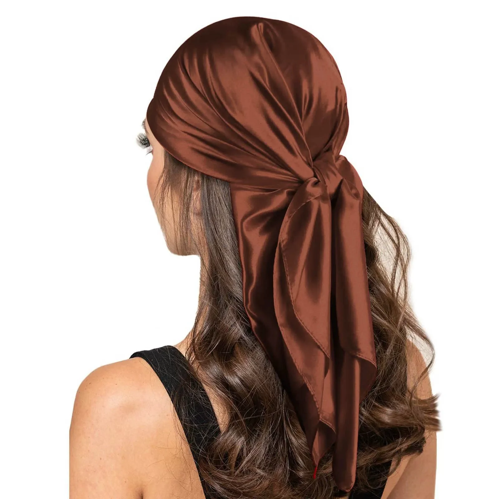 90*90cm Silk Scarf Scarftop Headwraps For Woman Fashion Four Seasons Hair Accessories Hijab Foulard Bandana Femme Headscarf 4