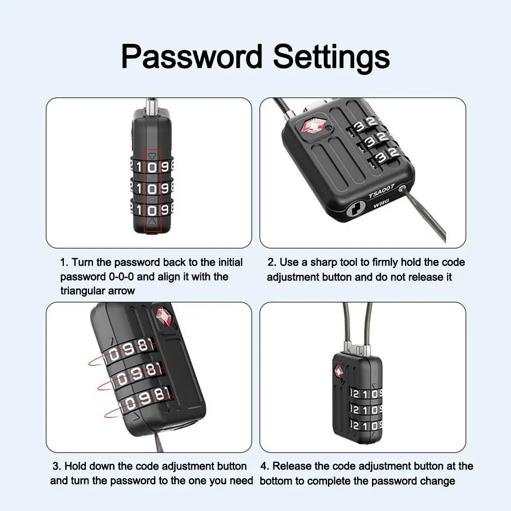Zinc Alloy 3 Digit Combination Lock for Luggage Security