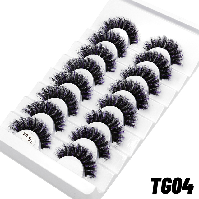 5/8pairs Colored Eyelashes Wispy Mink Lashes Natural Fluffy Cat Eye Lashes Strip 5D False Eyelashes Eyelash Extension