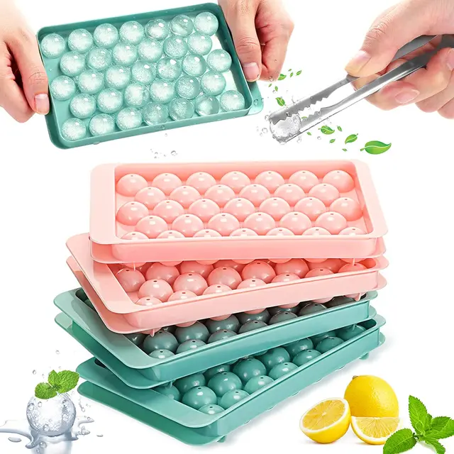 33 Grid Ice Cube Trays For Freezer Ice Ball Maker Mold Mini Circle Round Ice  Cube Mold with Lid Making PCs for Cocktail Whiskey - AliExpress