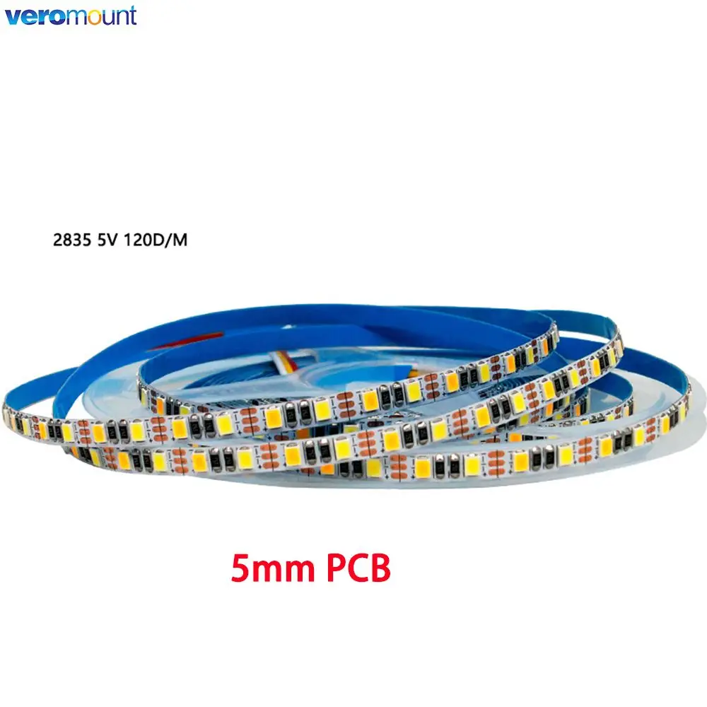 Dual Color SMD 2835 CCT Dimmable LED Strip Light, 5V, 12V, 24V, DC, WW, CW, ajustável, temperatura, flexível, fita, fita, 5m