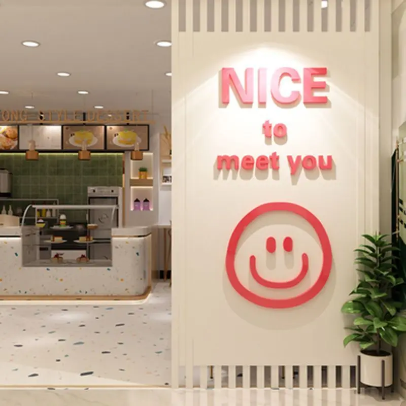 

Smiling Face Acrylic 3D Self-adhesive Mirror Wall Stickers Photography Layout Living Room Coffee Shop Wall Decoration