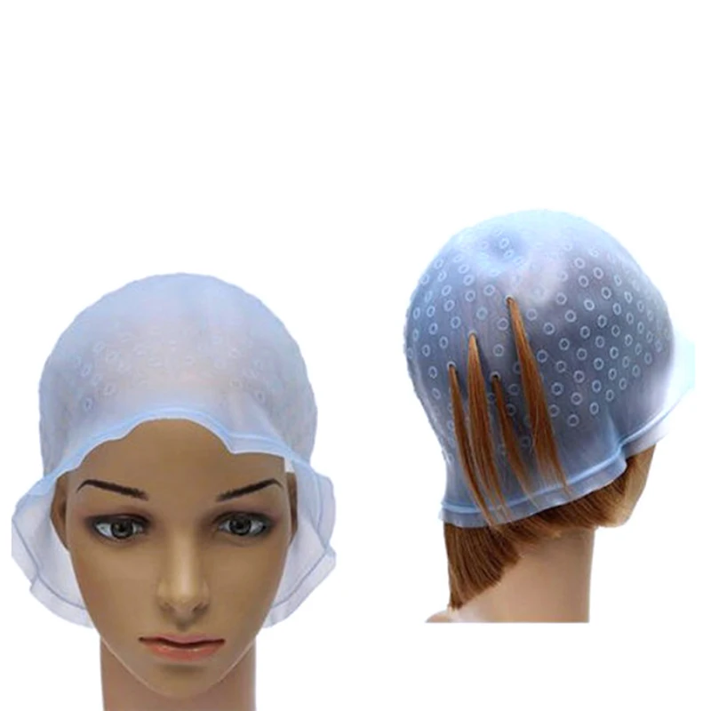 2Pcs 실리콘 헤어 염색 캡(후크 바늘 포함) 전문 하이라이팅 컬러링 캡 재사용 가능한 살롱 미용 스타일링 도구