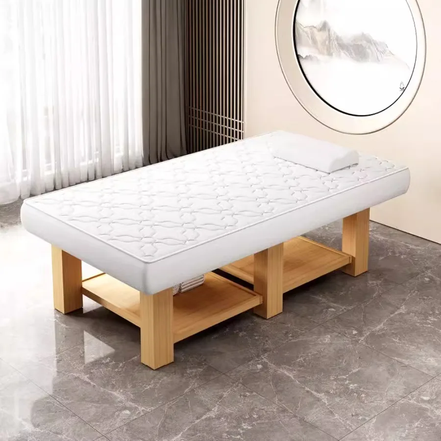 Leg Wood Massage Table Topper Memory Foam White Massage Table Matrass Professionnelle Neck Support King Size Cama De Masaje Beds bed frame white solid wood 160x200 cm 5ft king size