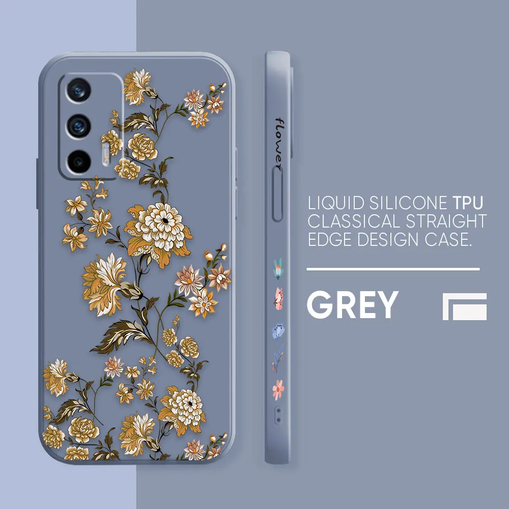 thumbnail image 1 of Case For OPPO Realme 9 8 8I 7 6 5 C21 GT NEO 2 3 5 V15 V25 Colour Simple Liquid Silicone Case The Most Beautiful Flower, 1 of 5