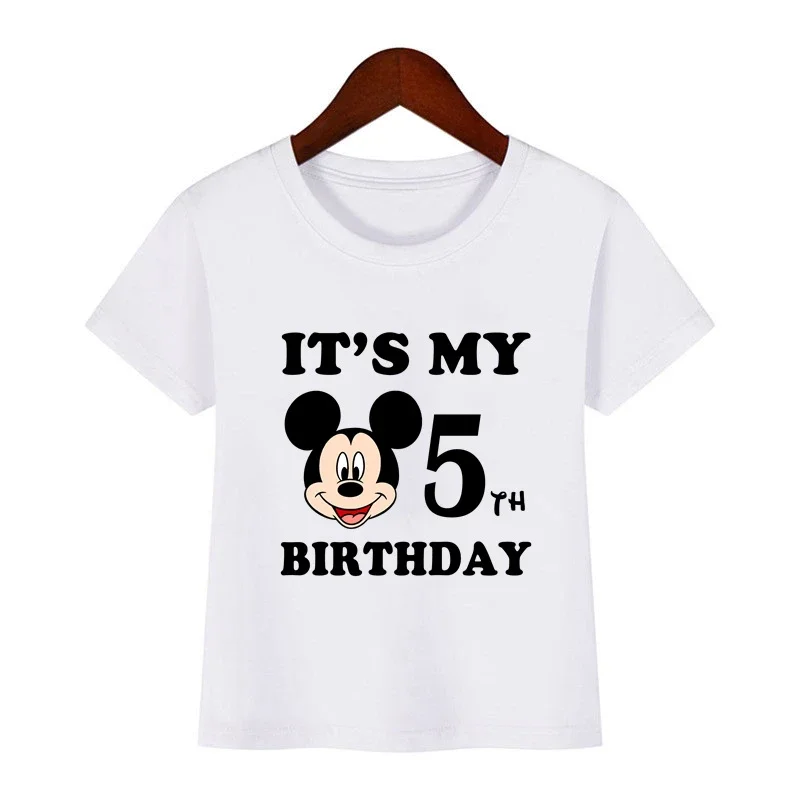 thumbnail image 1 of Ropa infantil con estampado de Mickey Mouse de Disney, es mi cumpleaños de 1, 2, 3, 4, 5, 6, 7, 8 y 9 años, camisetas para niños y niñas, lindas camisetas para bebés y niños, 1 of 5