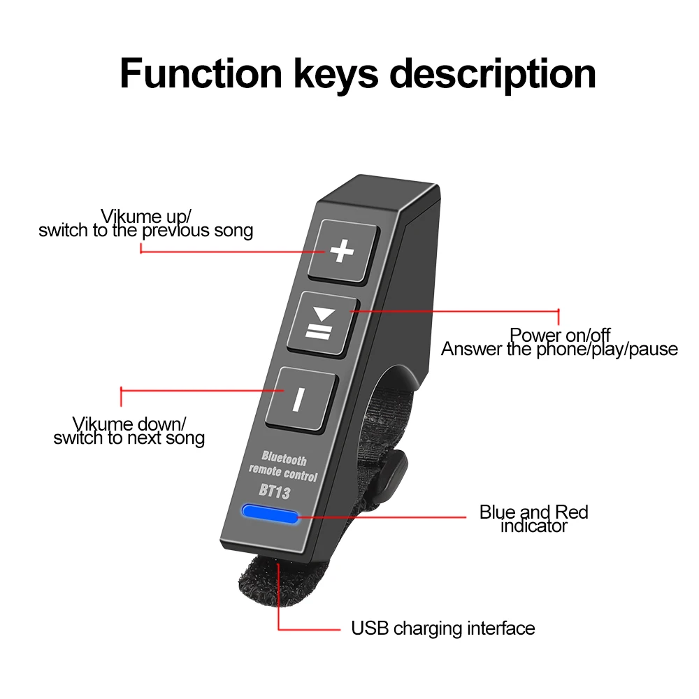 Wireless remote controller Bluetooth-compatible mini moto bike handlebar controller for phone motorcycle helmet headset wireless remote control