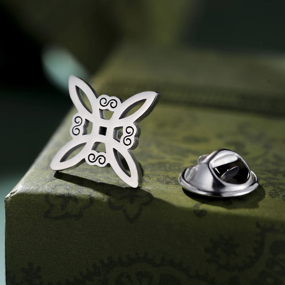 Dawapara Hexenknoten-Brosche, Pins, Celtics Trinity-Knoten, Triquetra-Symbol, viel Glück, heilige Geometrie, Wicca-Schmuck, Edelstahl – Detail 24