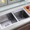 Kitchen Sink Stainless Steel Double Bowl Anti Corrosion Soundproof with Draining Basket and Sewer 4