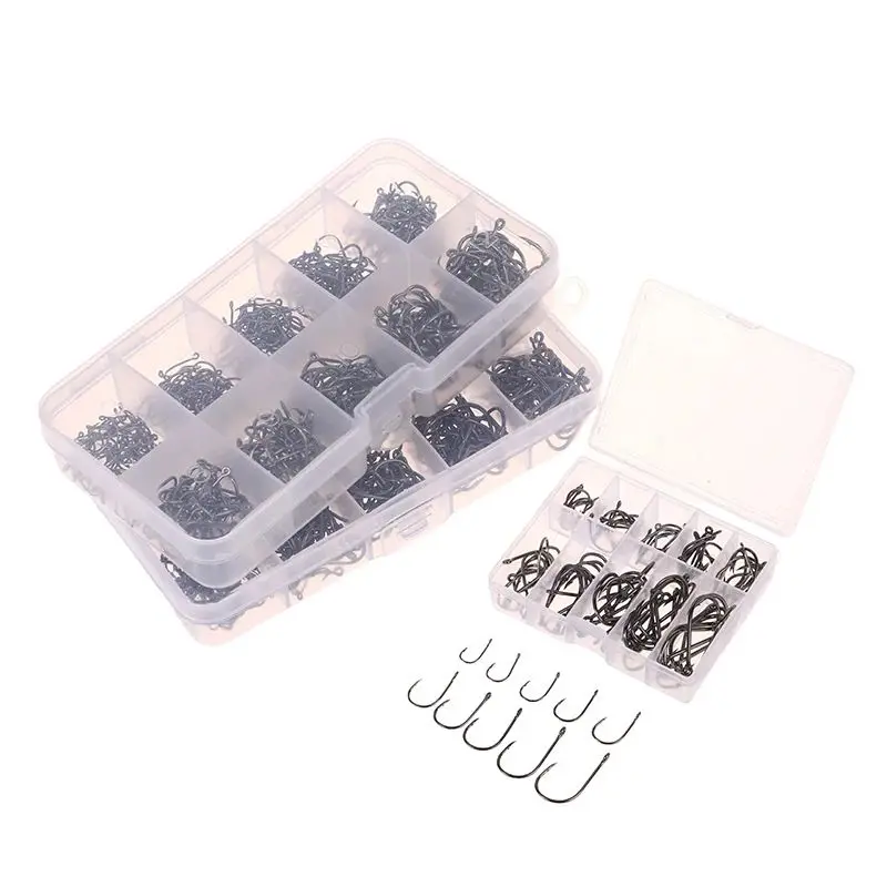 Fishing Hook 100-2000 Pieces Set Boxed Inverted Hooks Outdoor Fishing In Lakes Rivers