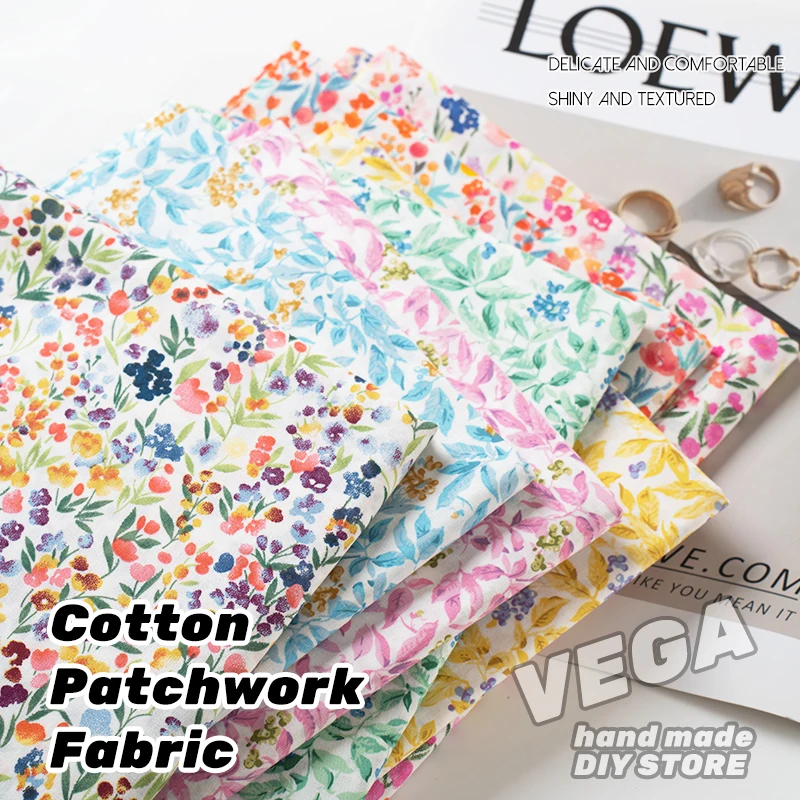 Cotton Poplin Fabrics Custom Whole Painted Floral for Sewing Dolls Dress Quilted Bedding Cloth by Meters Yarn custom painted fabric