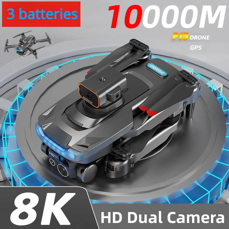 2024 P15 Plus Three Battery Range Drone Professional Edition Dual Camera Obstacle Avoidance Optical Flow Positioning Brushless