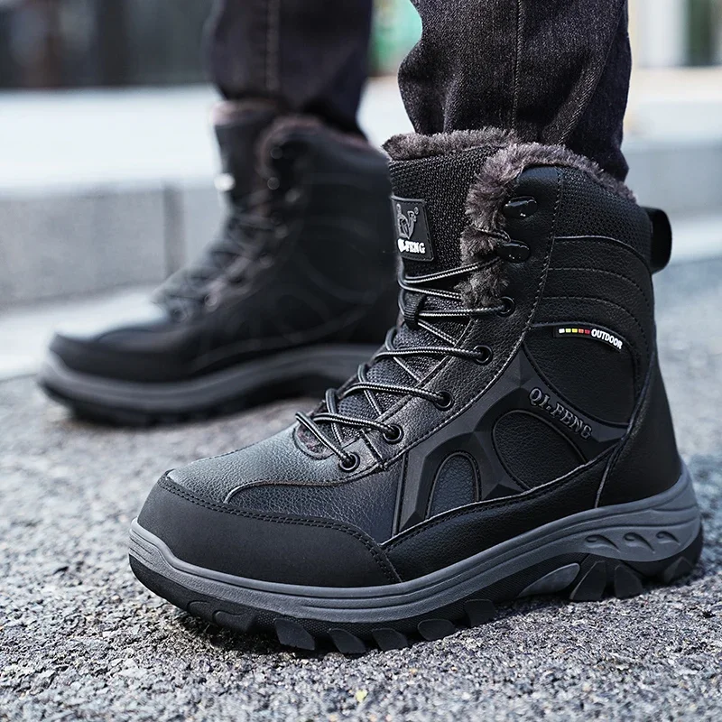 New Winter Men's Boots Warm Plush High-Top Snow Boots Waterproof Men Hiking Boots Outdoor Sneakers Men Work Fashion Ankle Boots