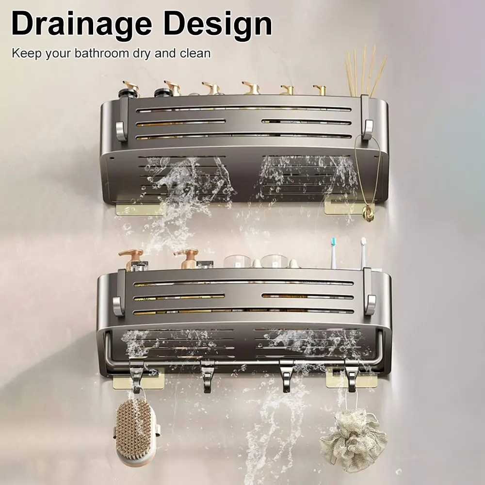 Shower Shelf Without Drilling 1-3 PCS Bathroom Organizer Space Aluminum Shampoo Holder Toilet Bath Shelf Bathroom Accessories 3