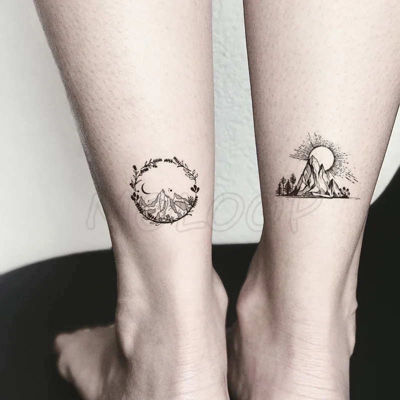 

Tattoo Sticker crescent planet sun moon mountain tree flower Water Transfer Temporary Fake tatto flash tatoo for kid girl men