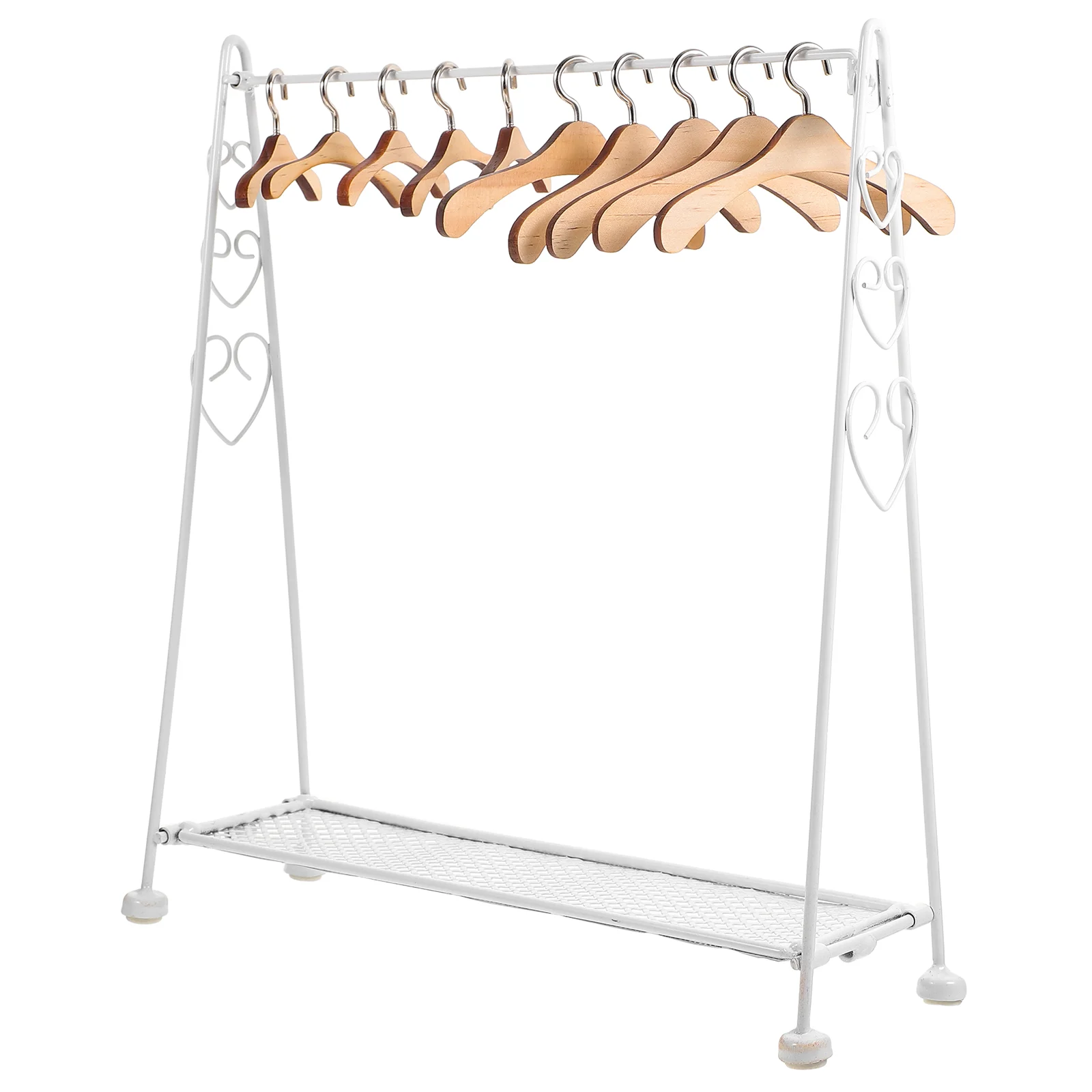 Garment Rack Wood Houses Miniature Clothes Rack Apparel Clothes Houses Dollhouse Dress Outfit Wardrobe