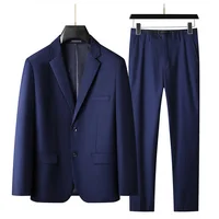 2024 XL-9XL Large size Men (suit + trousers) Business Casual handsome solid color all-in-one wedding dress two-piece set 1