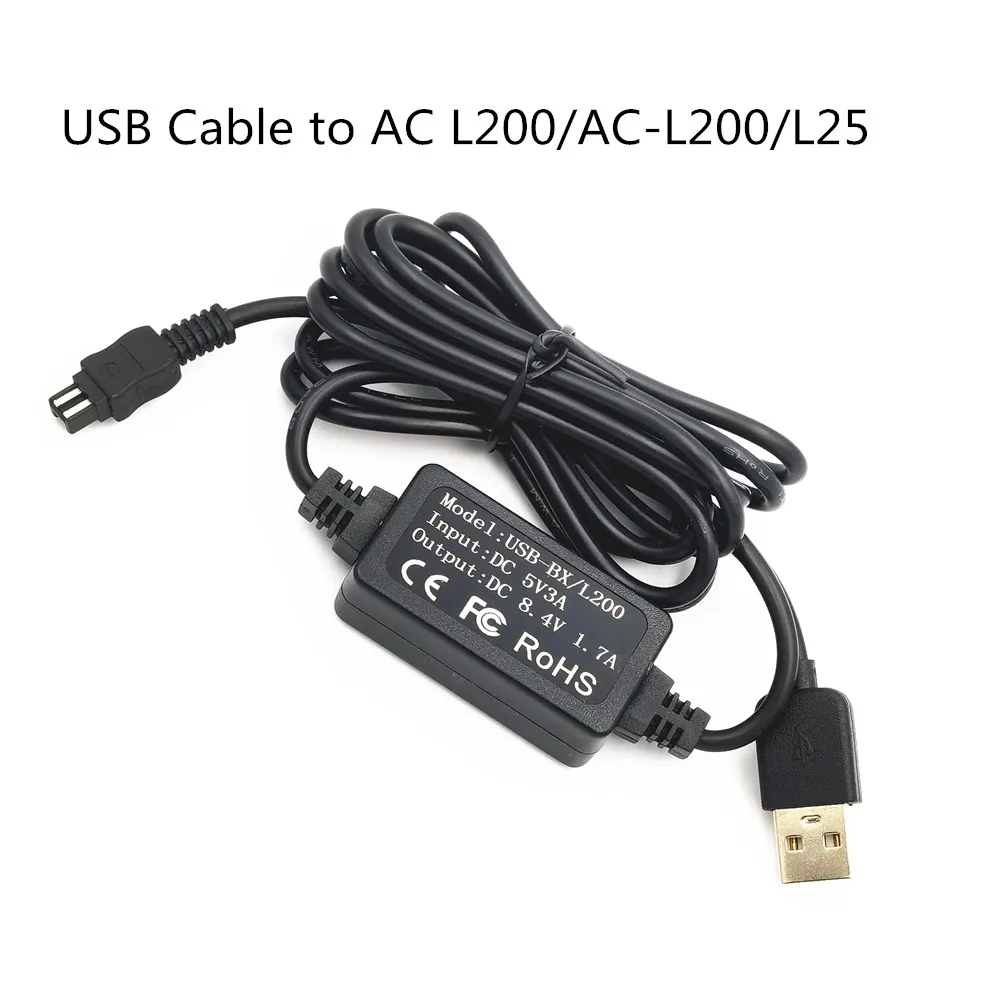 USB Power Adapter Cable AC L200 ACL200 ACL25 for Sony DSCHX200 DSC