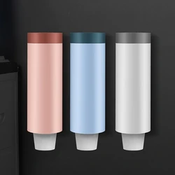 Nordic Style Wall Mount Disposable Paper Cup Dispenser Pull Type Plastic Cup Holder Anti-Dust Storage Rack for Office