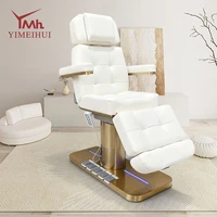 Lit facial pour cils de salon de beauté en or blanc, chaise de lit de beauté électrique à 3 moteurs pour salon de beauté 2
