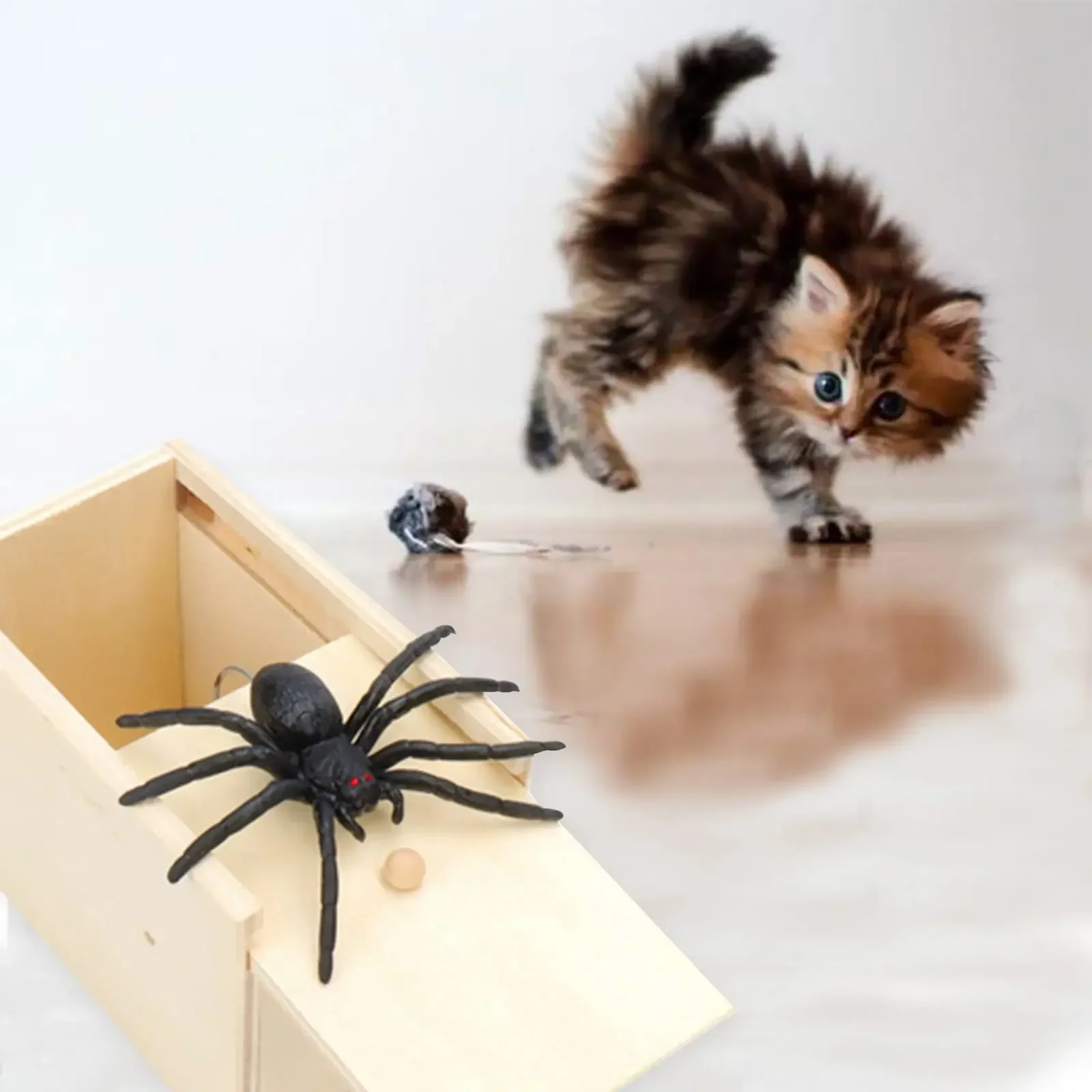 Trick Spider Funny Scare Box Wooden Hidden Box Prank Game Prank Friend Office Toys