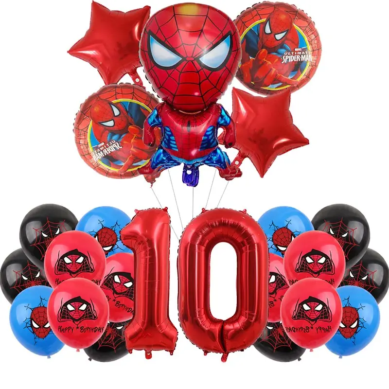 Decoración de cumpleaños de Spiderman Globos para niños Vajilla de Spiderman rojo Mantel Fondo Vasos de papel Platos Suministros para fiesta de bebé