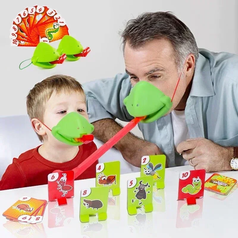 New Frog Mask Wagging Tongue Lick Cards Board Games for Children Family Party Toys Antistress Funny Desktop Puzzle Game Toys