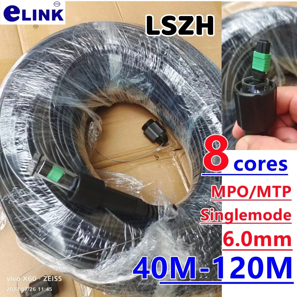 MPO MTP 아머드 패치 코드, 8 코어, LSZH 40-120m, 80m, 50m, 100m, 싱글 모드 8C 타입 B SM, 8 섬유 광섬유 점퍼