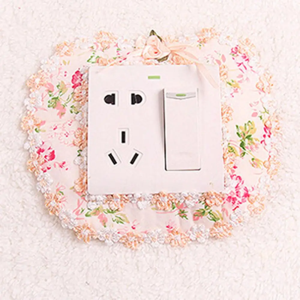 Flower Switch Stickers Fabrics Lace Love Wall Sticker Tropical Switch Wallpaper Self-Adhesive Wall Decals DIY Home Decor