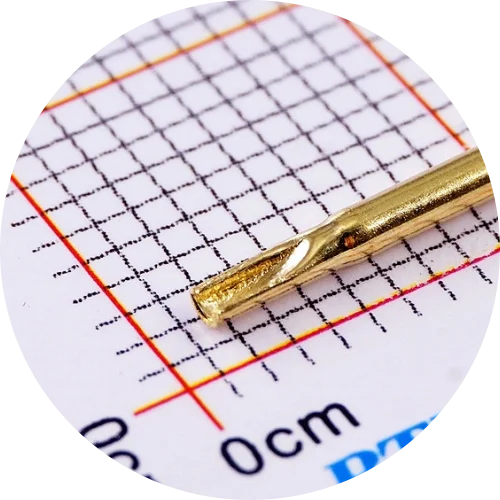 100 Stück federbelastete blanke PCB-Prüfspitze P75 R75-Buchse Serie Pogo Pin vergoldet Strom bewertet 3 A 1,91 mm Rastermaß Durchmesser 1,02 mm – Detail 5