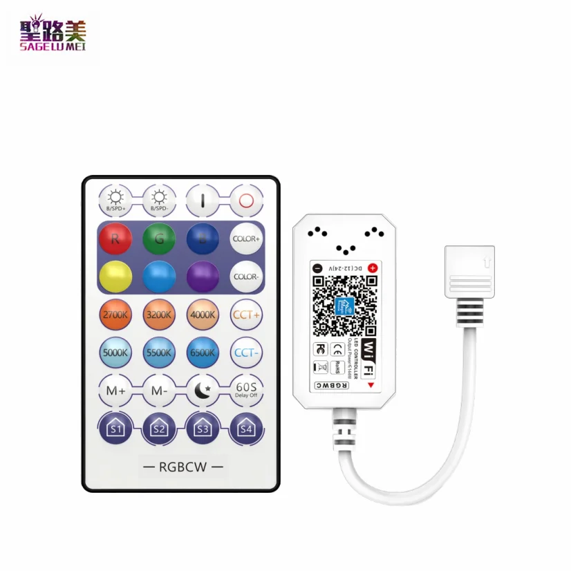 

RGBW RGB CCT 5CH Channels LED Wifi Controller 12V 24V with 28key IR Remote Smart Phone App Magic Home Control For LED Tape