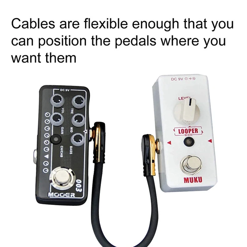 Guitar Patch Cable 1 Pc Anti-noise 10-60cm 1/4" Right Angle Oxygen-free Audio Line Guitar Effects Pedal Jack Plug