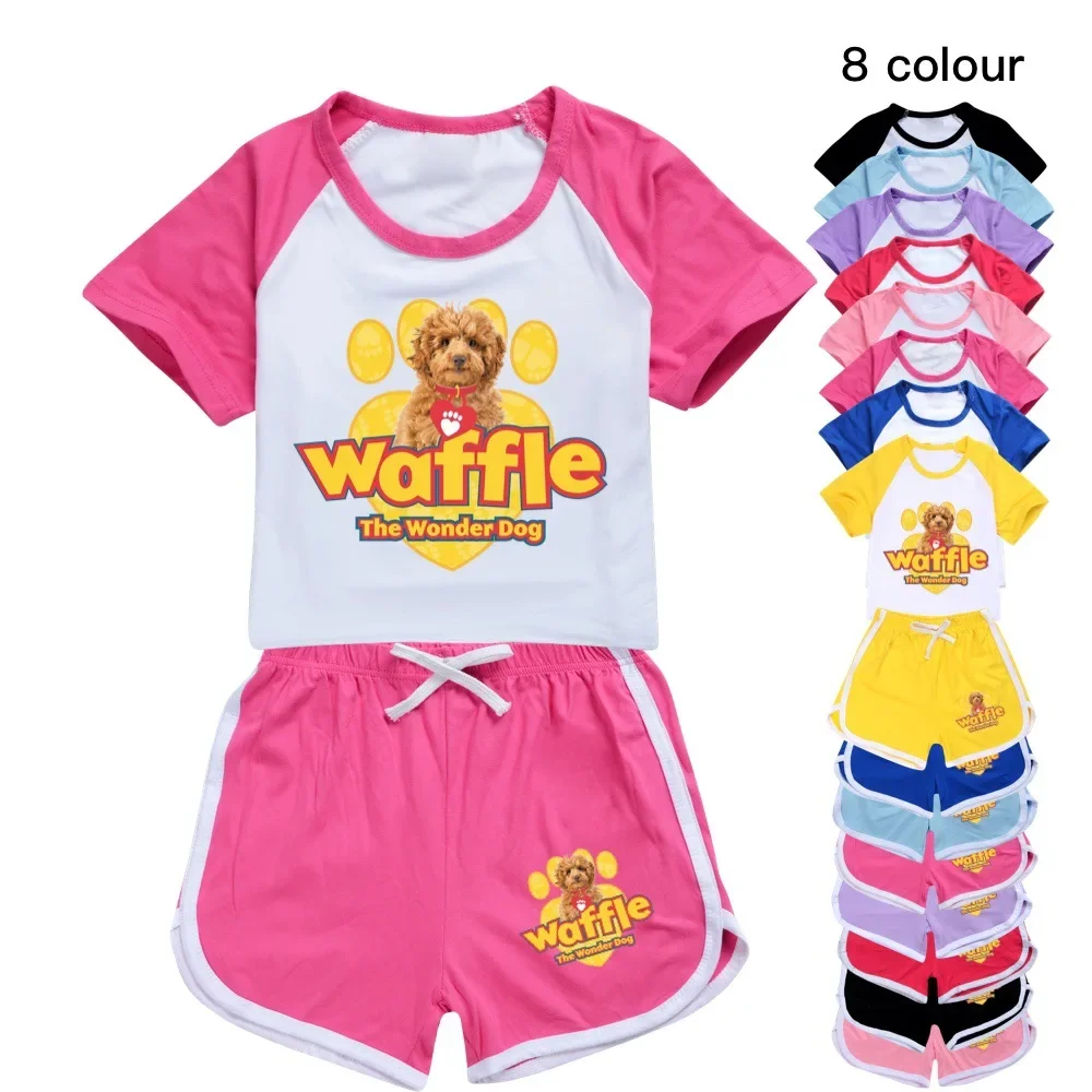 Waffle The Wonder Dog Costume Bambini Vestiti Estivi Set Neonate Maglietta Manica Corta Pantaloncini Set Toddler Boys Cartoon Sportsuit