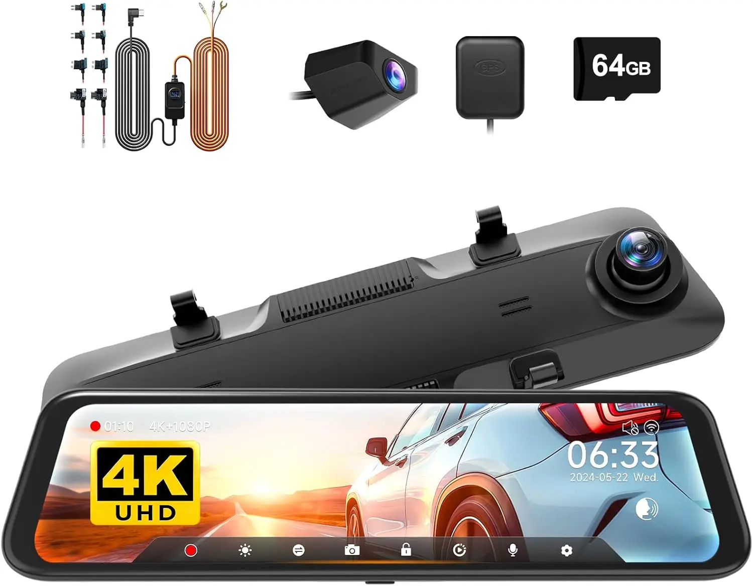 WOLFBOX G850 前後4K 5.8Ghz WIFI音声制御ドライブレコーダー WOLFBOX G850 前後4K 5.8Ghz WIFI音声制御ドライブレコーダー