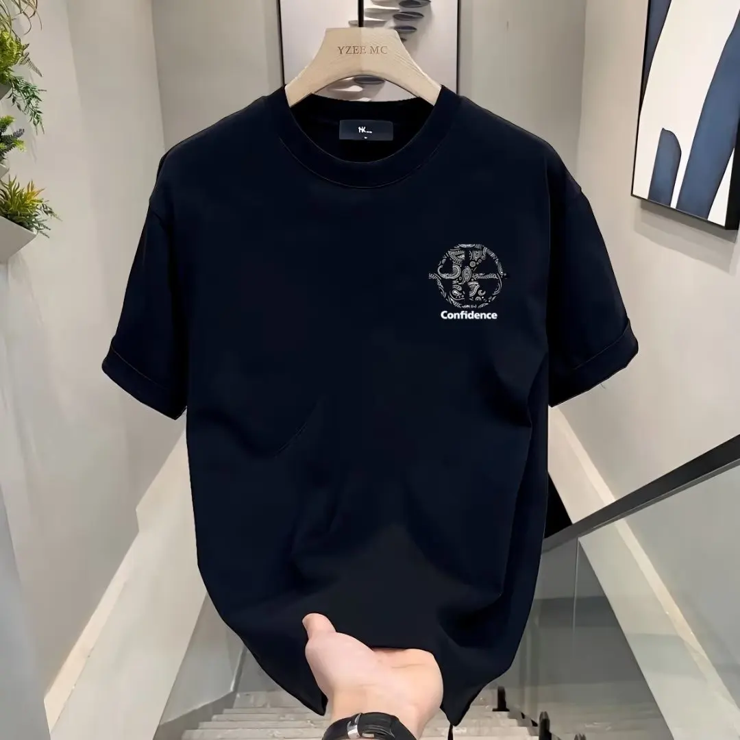 Men's harajuku Megmunkalás Vonalas Póló kpop Magánközlemények nyomtatás Lezser Födémgerenda Rövid távú sleeved hip-hop o-neck Sztrájktörő shirts tops streetwear