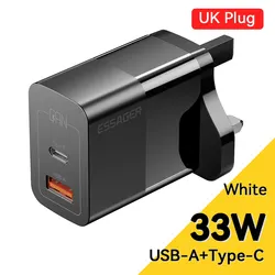 Essager 33W GaN USB-C PD Fast Charger - UK Black