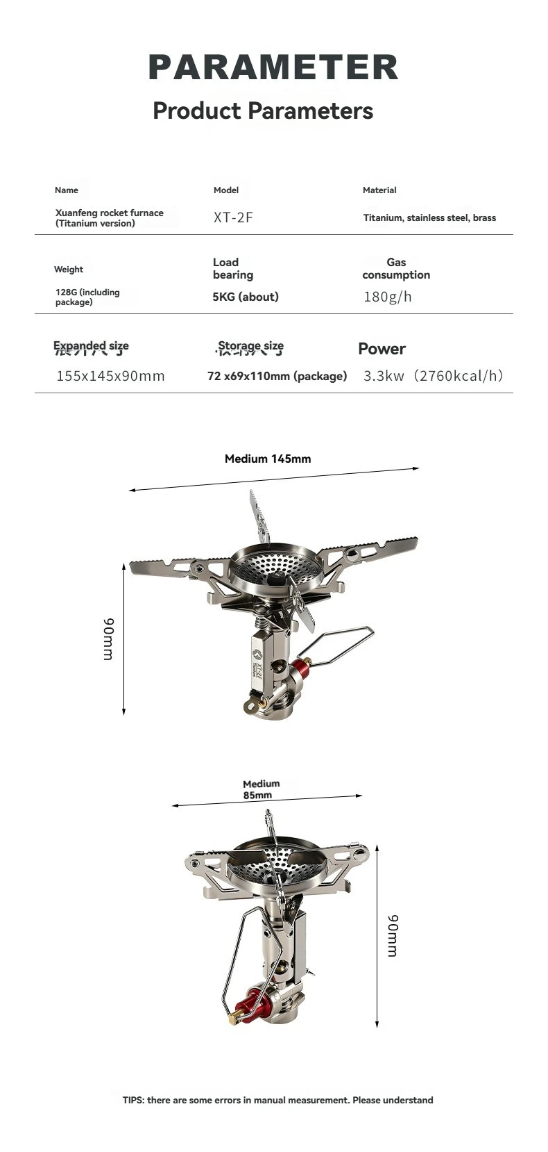 CAMPINGMOON XT-2F Titan-Raketenherd Tragbarer Outdoor-Camping-Gasofen Stabile Leistung Picknick-Kartuschenherd – Detail 11