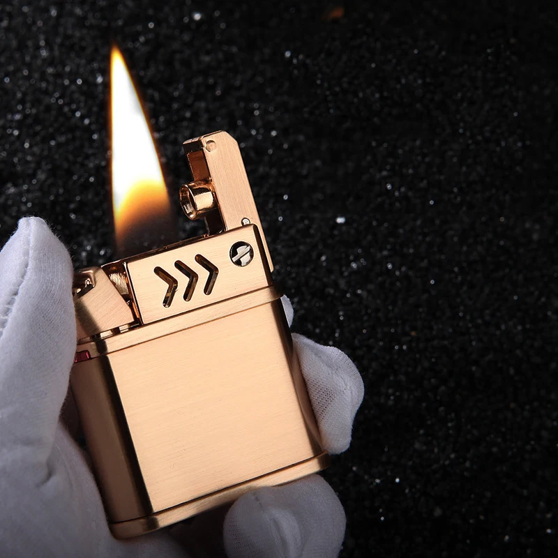 

Metal Kerosene Creative Lighter Automatic Ignition Windproof Old-Fashioned Retro Design Cigar Cigarette Accessories Men's Gift