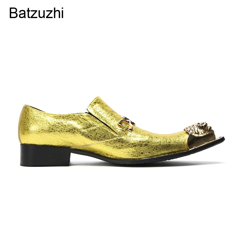 Batzuzhi Luxury Handmade Formal Leather Dress Shoes Men Slip on Gold Fashion Business, Party and Wedding Shoes Man! Big Sizes