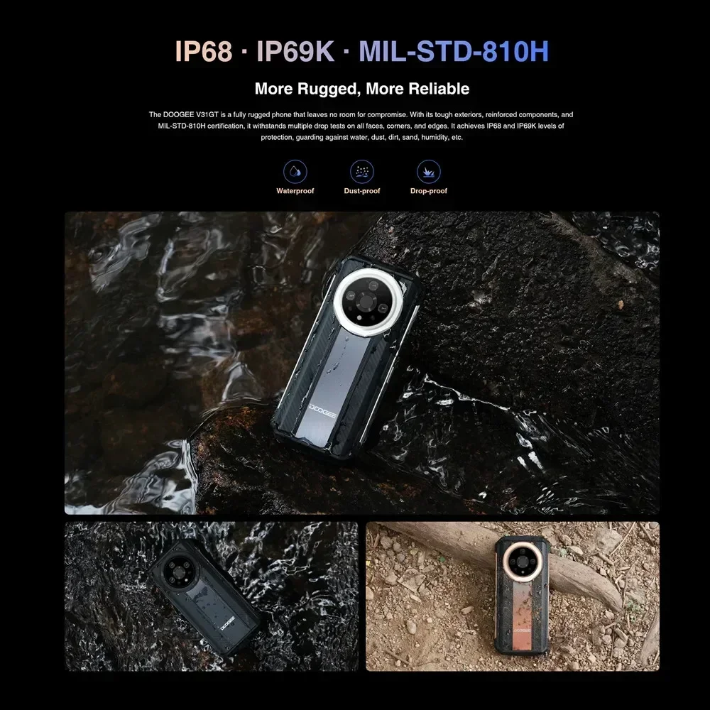DOOGEE V31GT Rugged Smartphone Thermal Imaging  6.58 Inch FHD 12GB+256GB Phone Android 13.0 50MP 10800mAh Octa Core 5G Cellphone